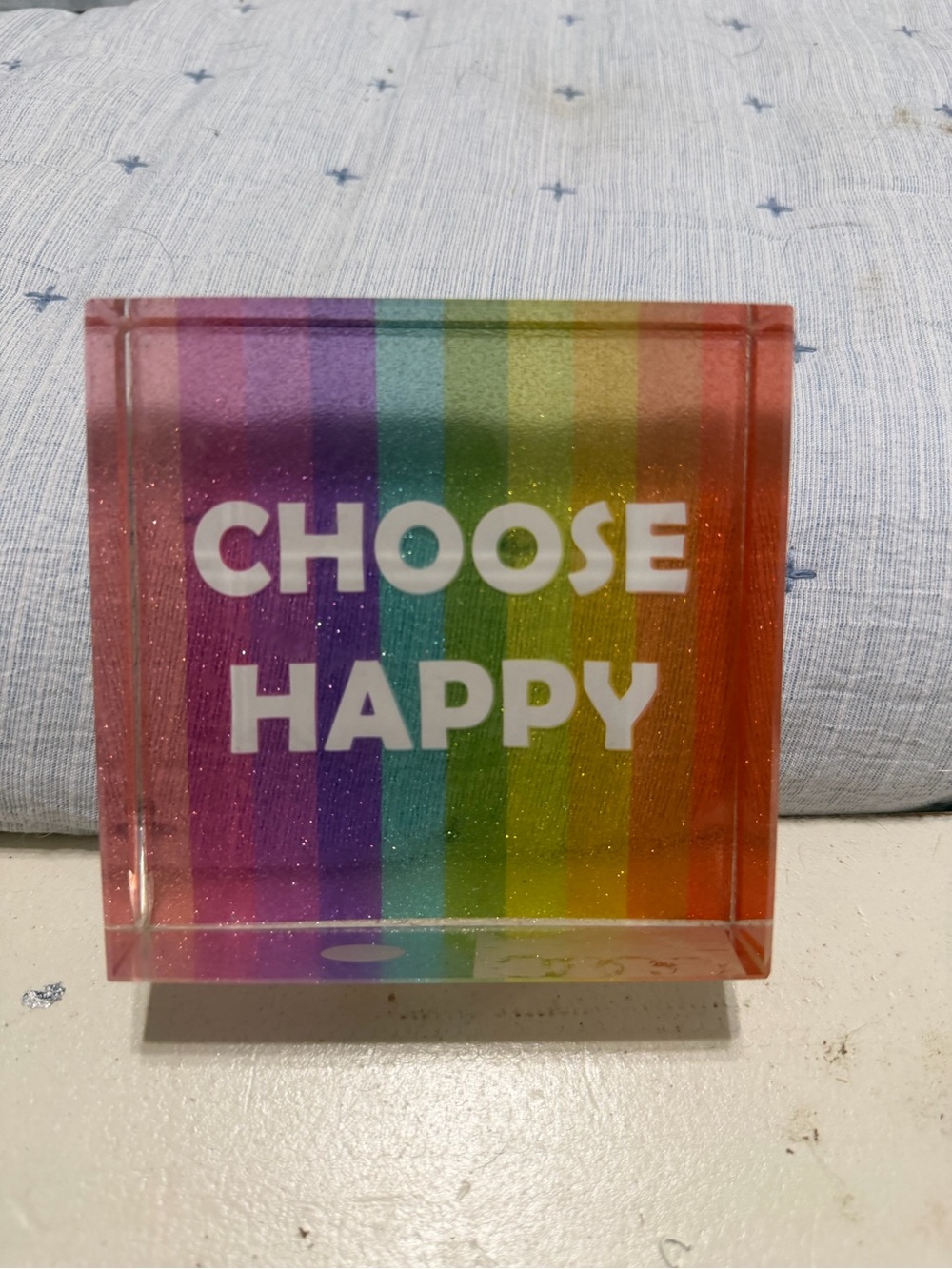 Choose Happy Rainbow Decorative Block - Multicolor